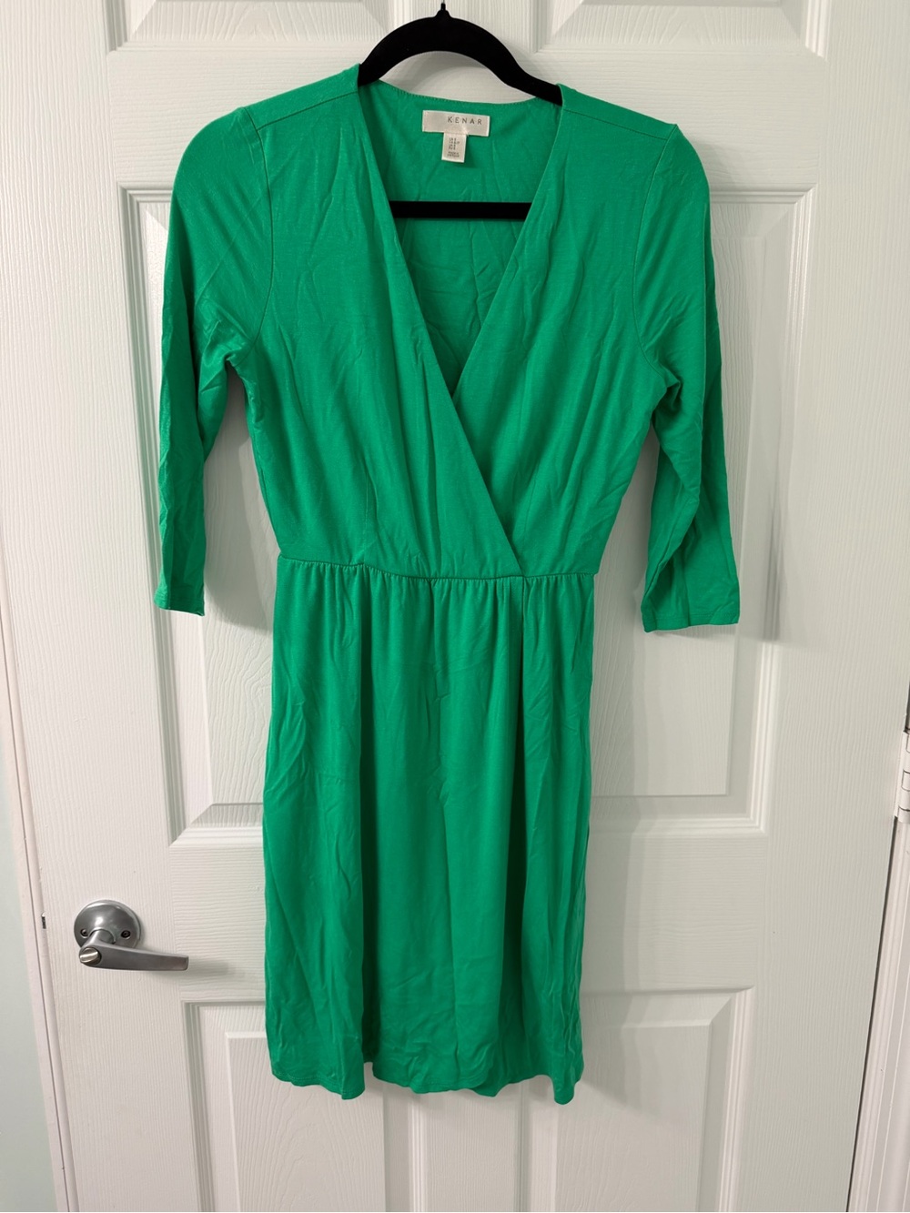 Kenar Bright Green Long Sleeve Wrap-Style Dress